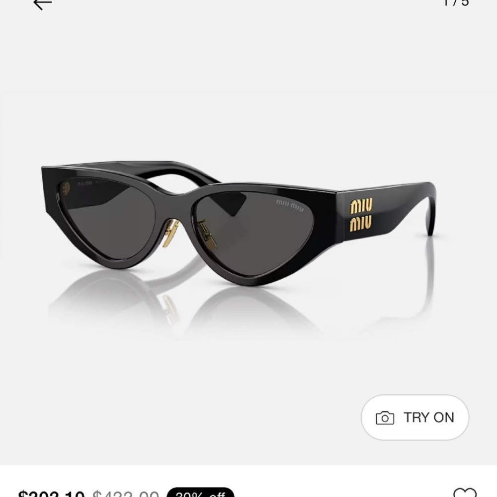Miu Miu Black Sunglasses with Gold Accents